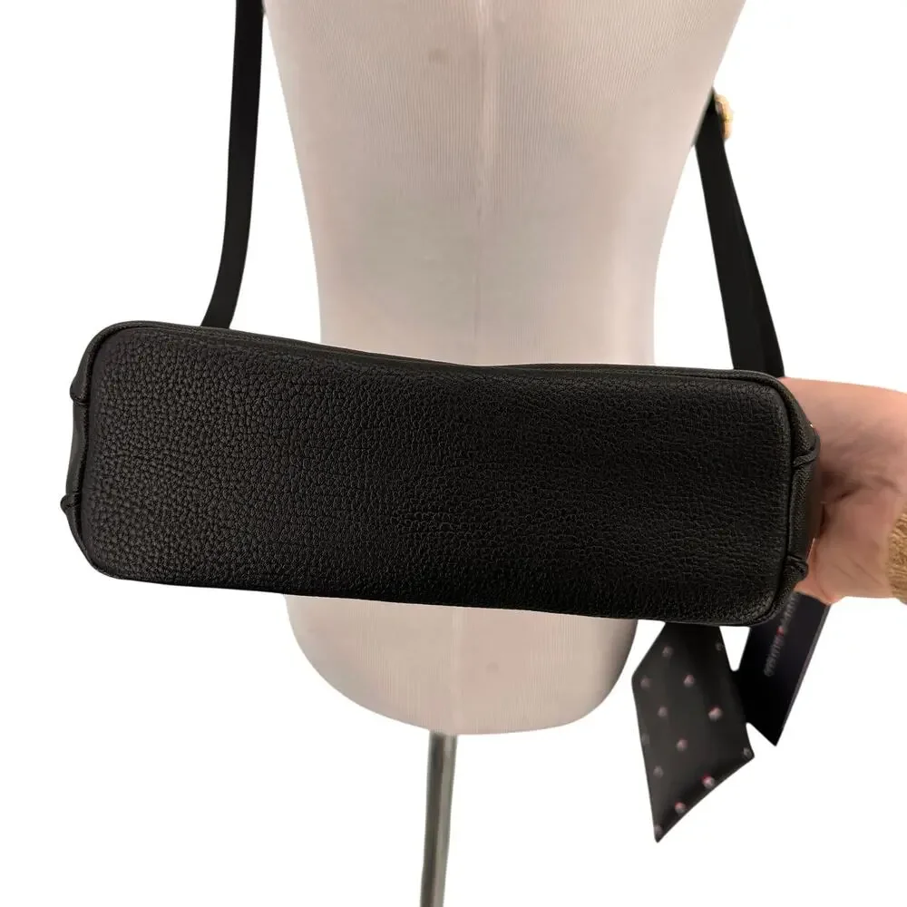 Tommy Hilfiger Women's BLACK Faux Leather Logo Crossbody Purse with Pouch NWT